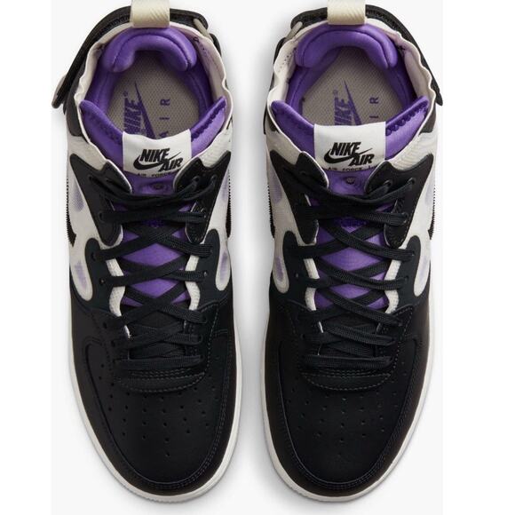 New Nike Air Force 1 React Mid Off Noir Black Action Grape Sz 3.5 Men 5 Women main image 5
